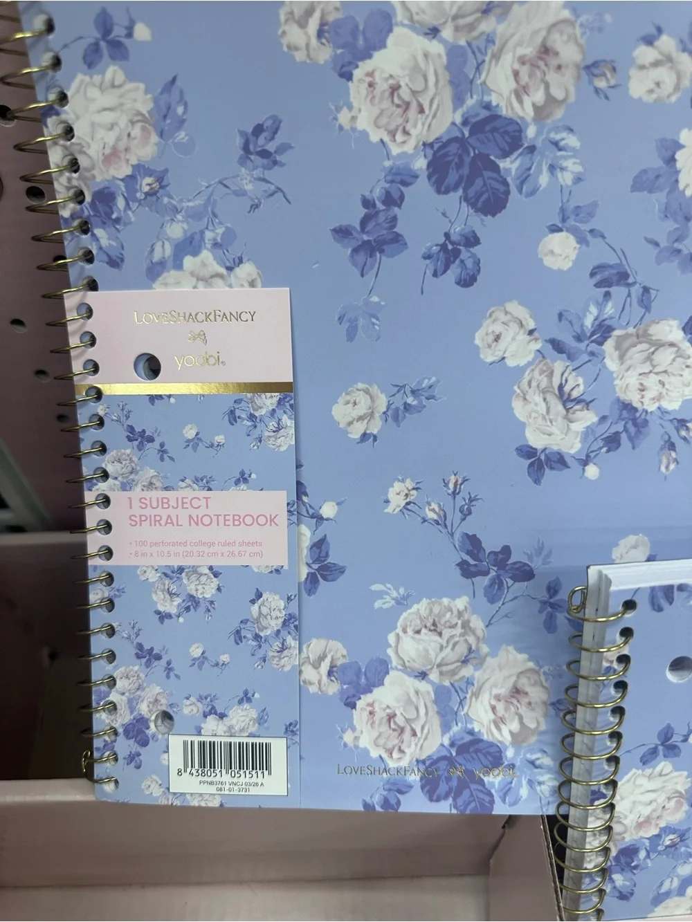 LoveShackFancy x Yoobi Blue Floral Spiral Notebook - Everblooming Rosettes Roses